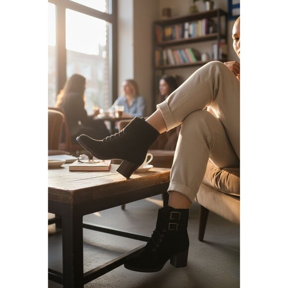 AQUATALIA Suede Lace-Up Buckle Platform Ankle Boots 6 - Picture 14 of 14